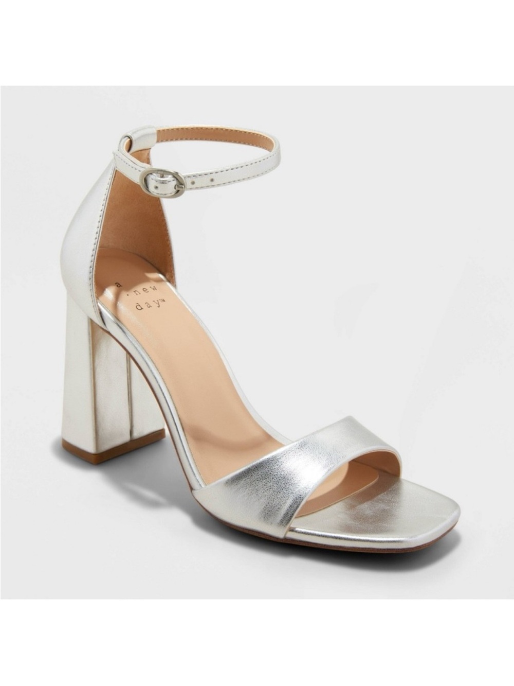 Target Silver Ankle-Strap Block Heel Sandal